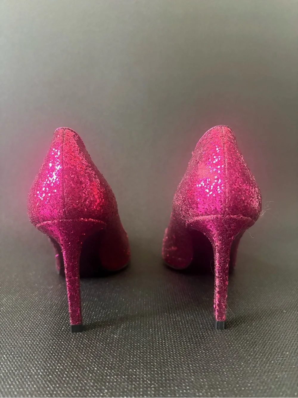 Saint Laurent Glitter Fuchsia Pointed-Toe Pumps - Women